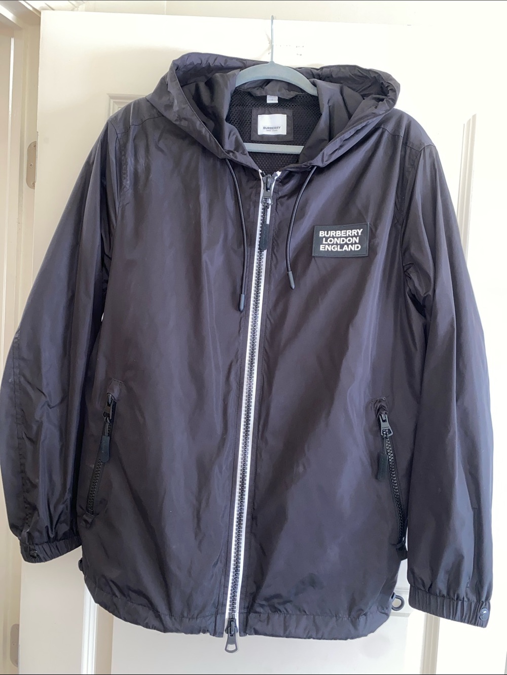 Burberry Black Hooded Zip Windbreaker Jacket